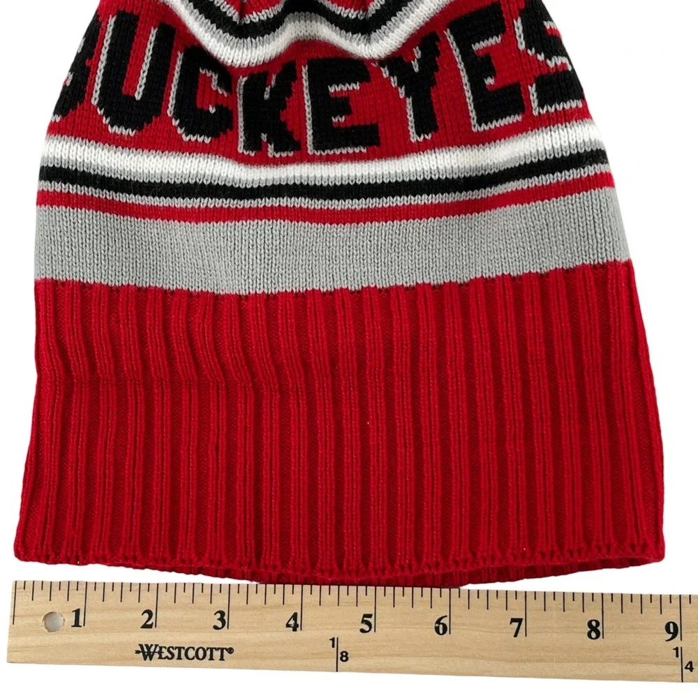 New Era Ohio State Buckeyes Beanie Hat Red Gray Knit Pom Cuffed NCAA Mens OSFM